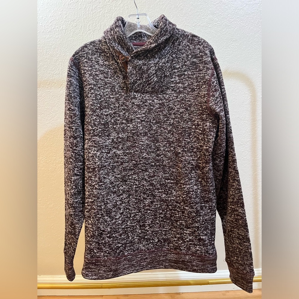 Le 31 Par Simons V Neck Turtleneck Sweater Men’s Size M 100% Polyester Maroon
